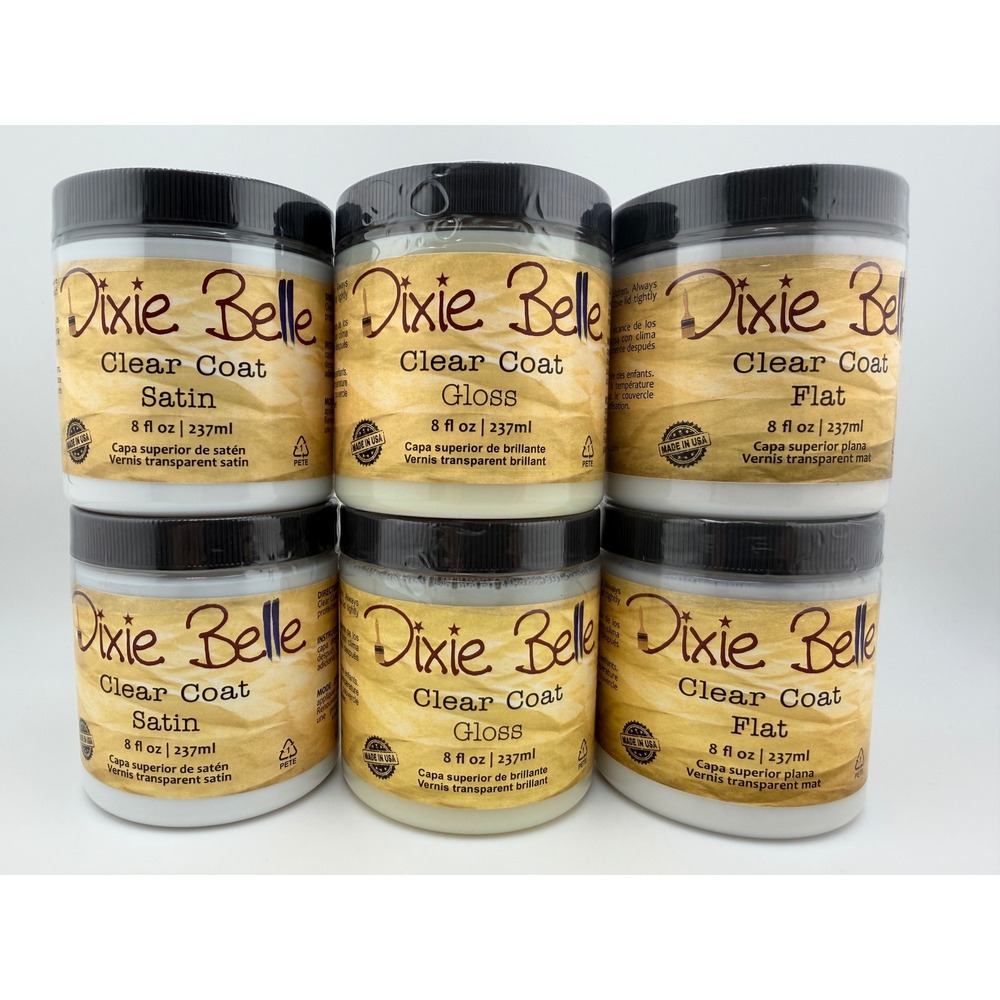 Dixie Belle Clear Coat 8oz Satin Gloss Flat Furniture Paint Topcoats (Choose 1) - Picture 2 of 4